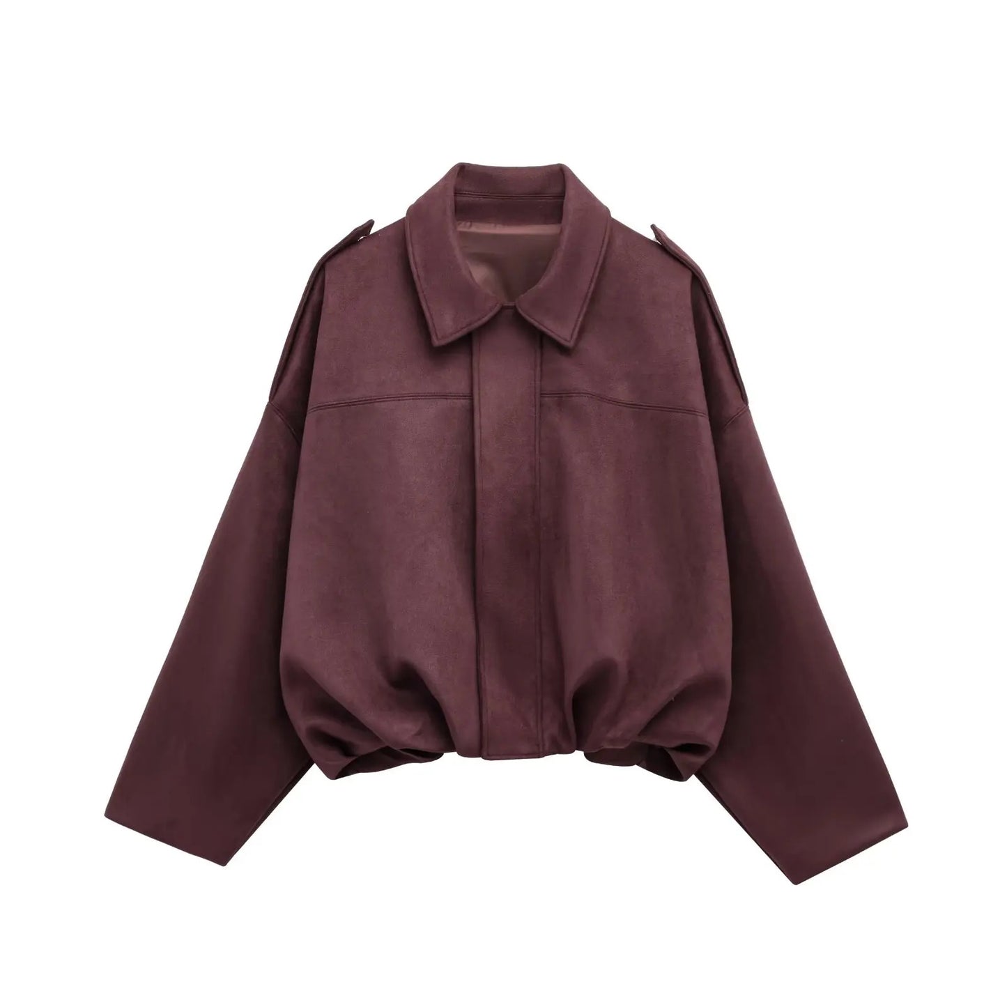 Amajé Oversized Suede Bomber Jacket  Minimalist Streetwear Style