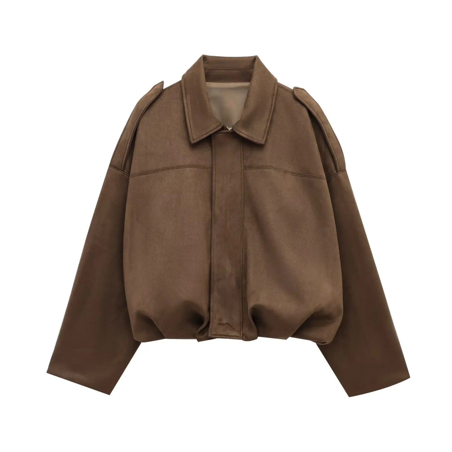 Amajé Oversized Suede Bomber Jacket  Minimalist Streetwear Style